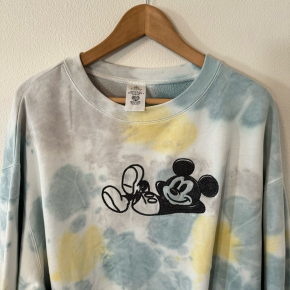 Disney Parks Mickey Mouse Tie-Dye Fleece Pullover Pastel Oversized-Large - Picture 4 of 11